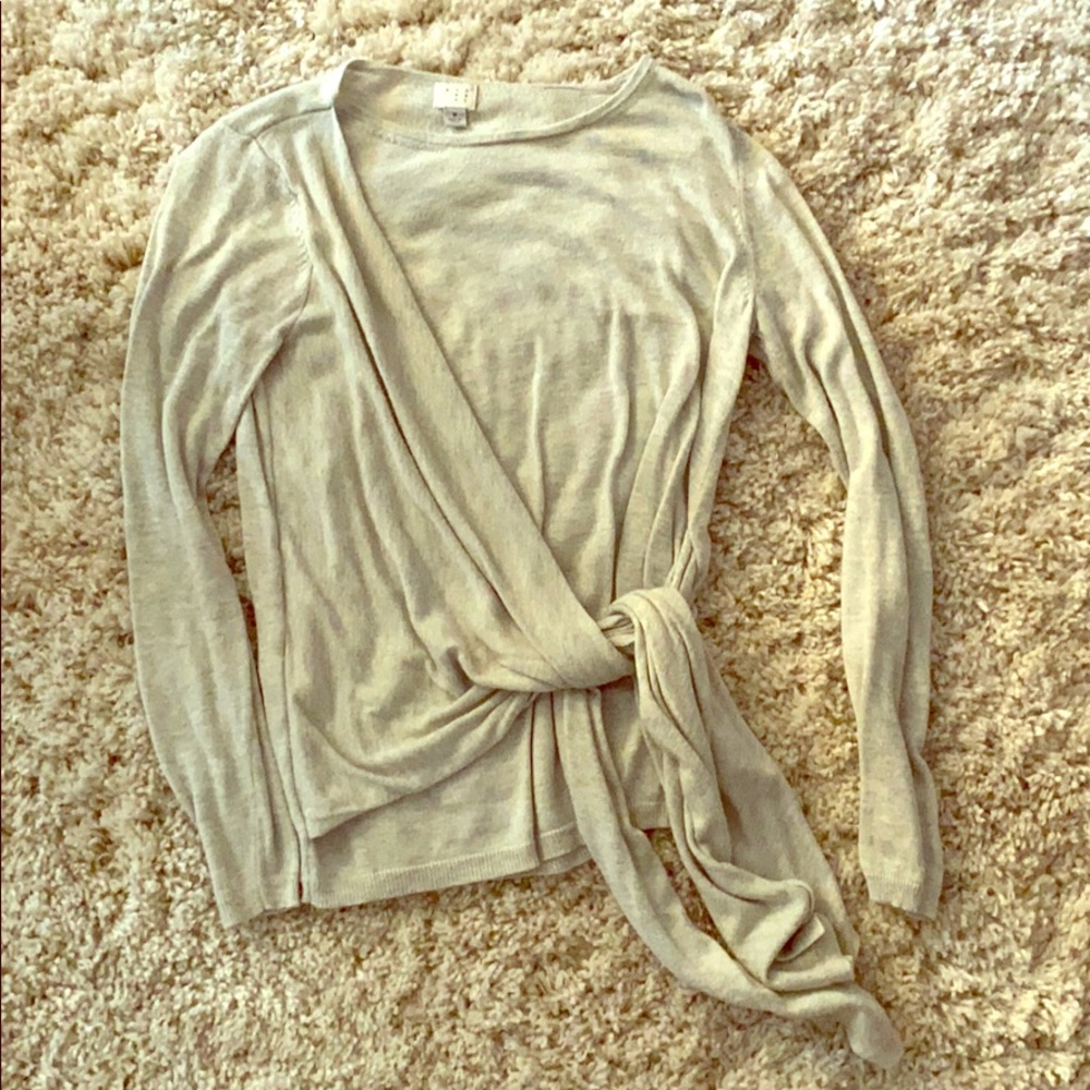 Cream wrap tie sweater